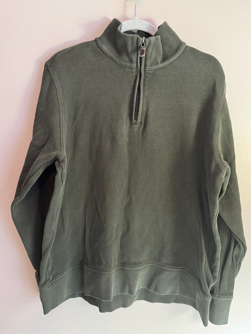 Eddie Bauer Men’s Quarter Zip Pullover Olive Green Size L